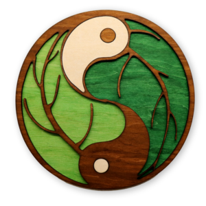 Yin yang symbol aus Holz